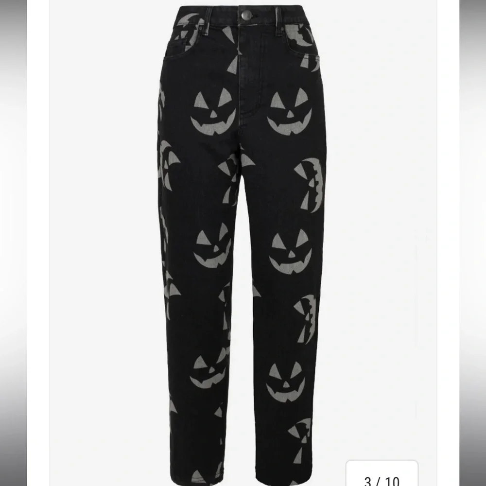 Hell Bunny Black Pumpkin Print Pants - Picture 3 of 6